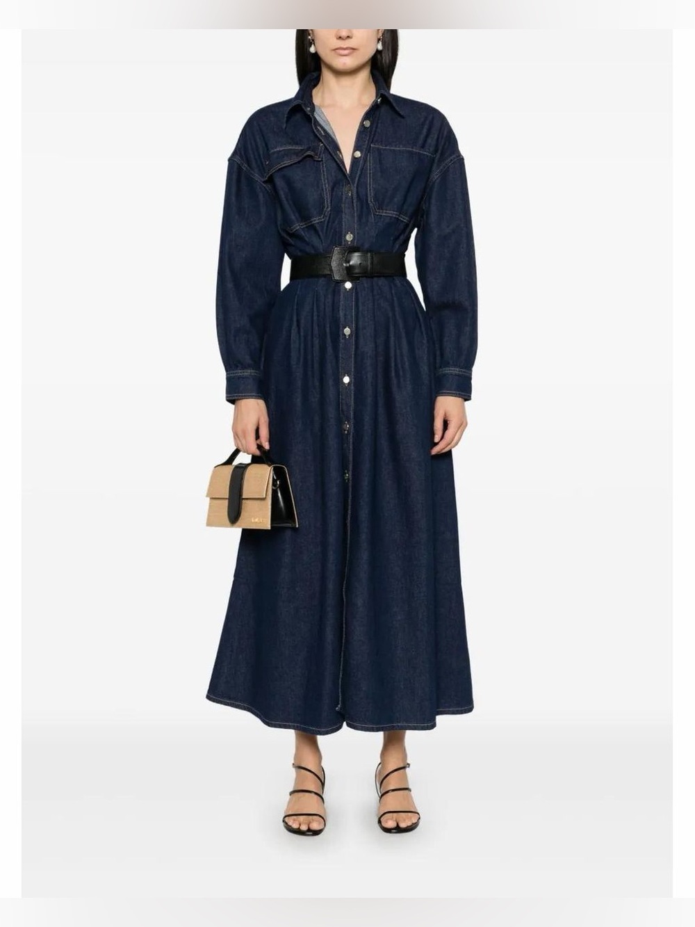 FRAME
Women's Blue The Nipped Dress Maxi Dress Recycled Cotton